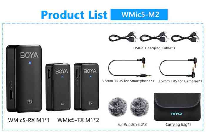 Boya BY-WMic5-M2 Ultracompact 2.4GHz Dual-Channel Wireless Microphone